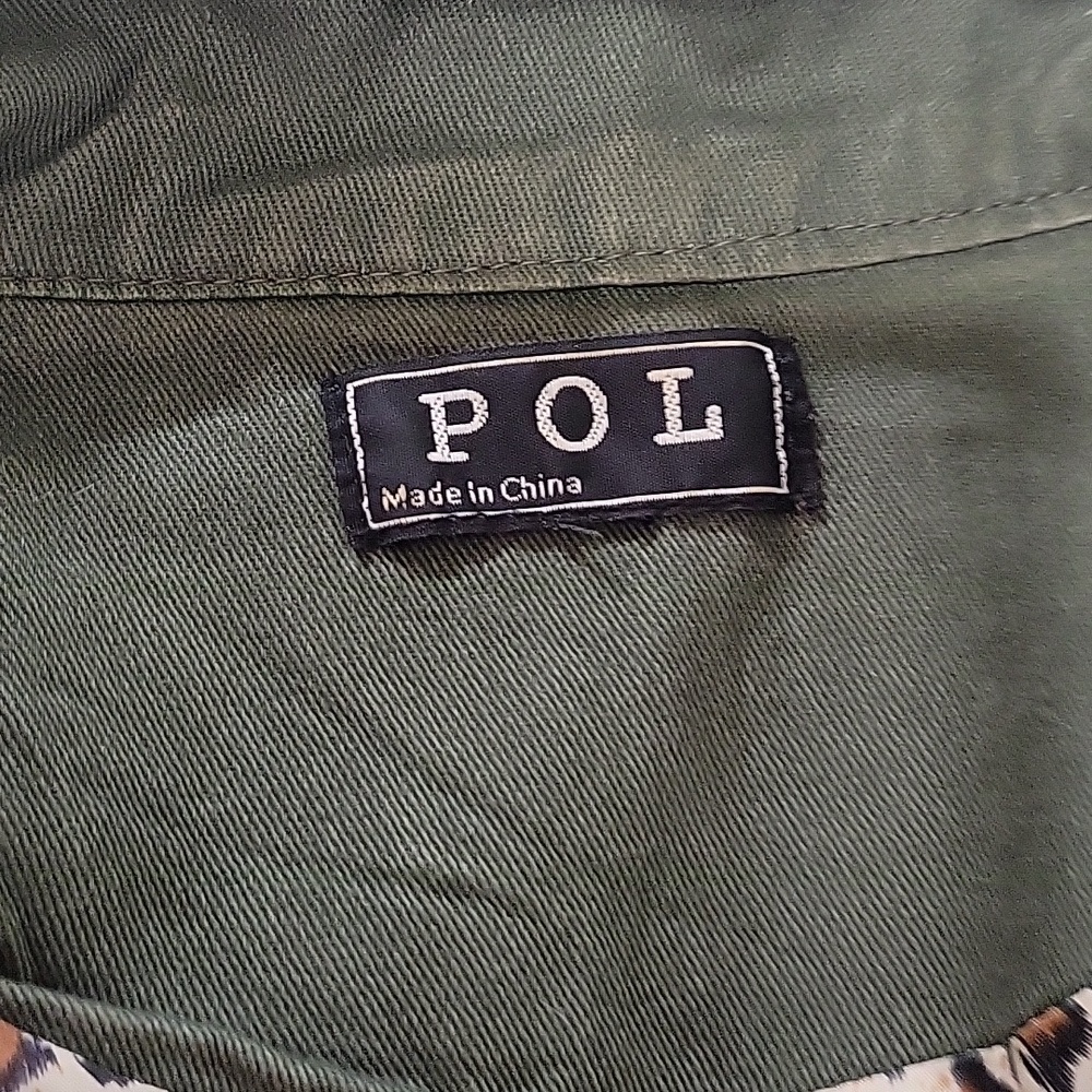 POL Small Olive Utility Jacket with Drawstring Wa… - image 2